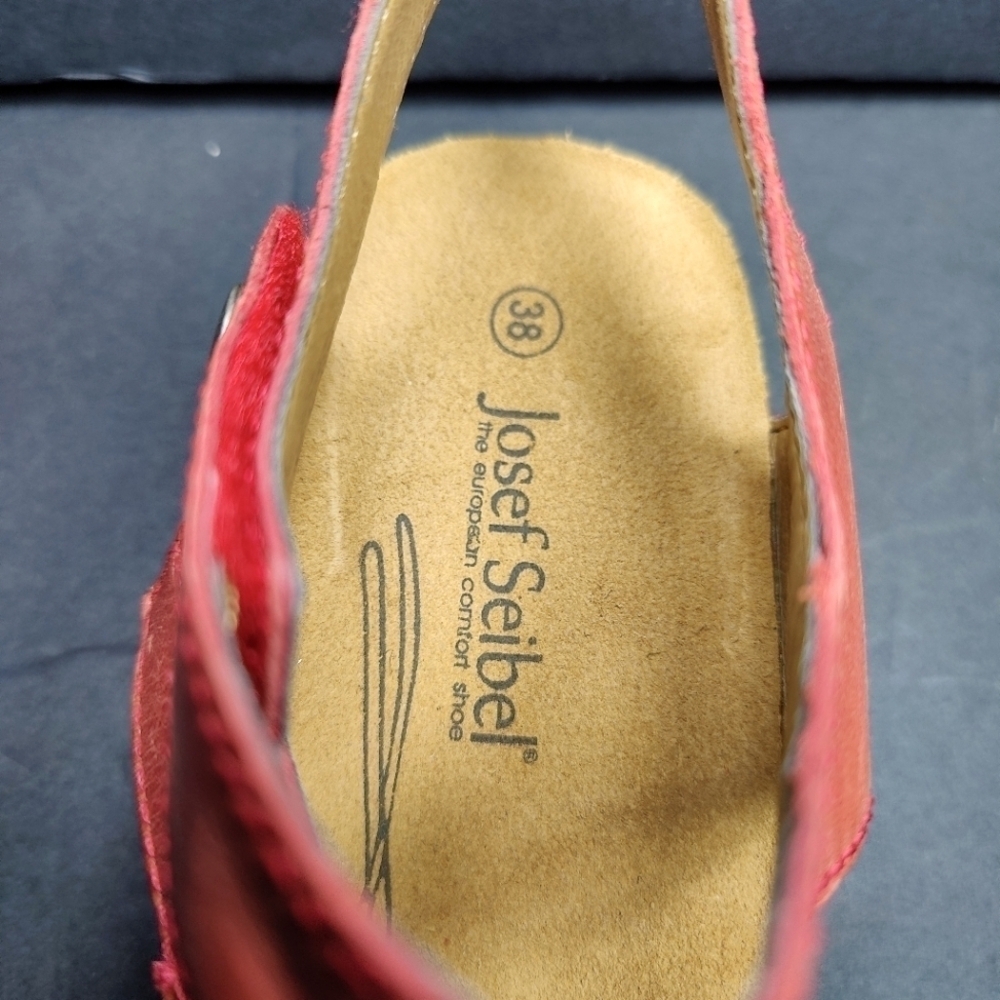 Josef Seibel Women's Tonga 25 Fisherman Red Leather Strappy Sandal Size 7 - 7.5 - Picture 5 of 15